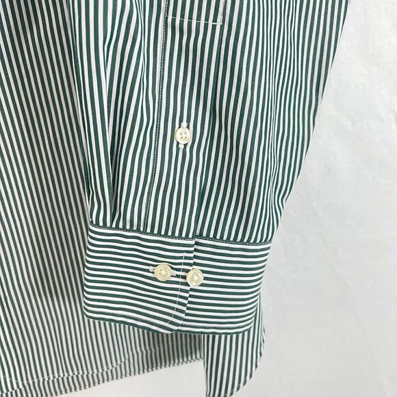 Ralph Lauren Purepress Classic Fit Shirt Button Down XL 18 34/35 Green Striped - Picture 2 of 9